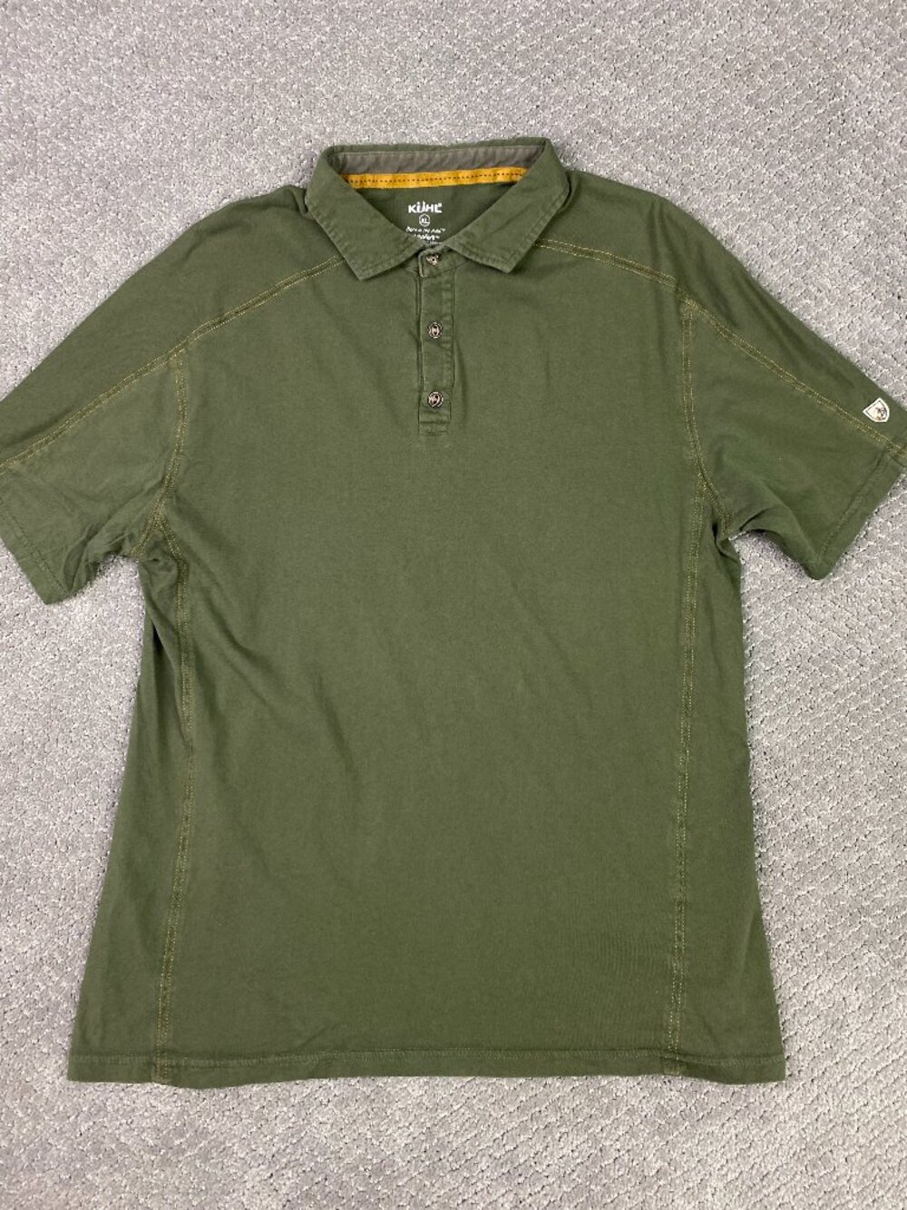 Kuhl Wayfarer Polo Shirt Mens XL Fits Like Large Green Wildfibre Organic Cotton